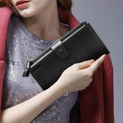 8236 Antimagnetic RFID Multi-function Oil Wax Leather Lady Wallet Large-capacity Purse (Black) Eurekaonline