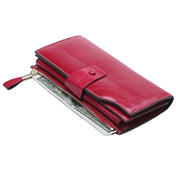 8236 Antimagnetic RFID Multi-function Oil Wax Leather Lady Wallet Large-capacity Purse (Red) Eurekaonline