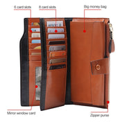 8236 Antimagnetic RFID Multi-function Oil Wax Leather Lady Wallet Large-capacity Purse (Red) Eurekaonline