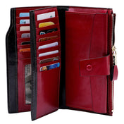 8236 Antimagnetic RFID Multi-function Oil Wax Leather Lady Wallet Large-capacity Purse (Red) Eurekaonline