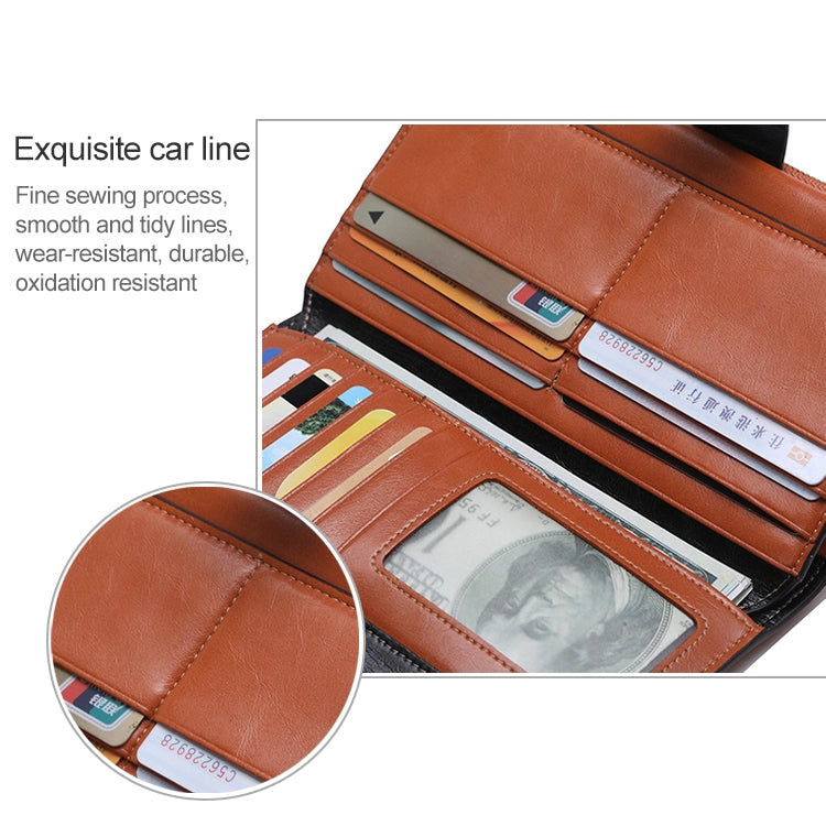 8236 Antimagnetic RFID Multi-function Oil Wax Leather Lady Wallet Large-capacity Purse (Red) Eurekaonline