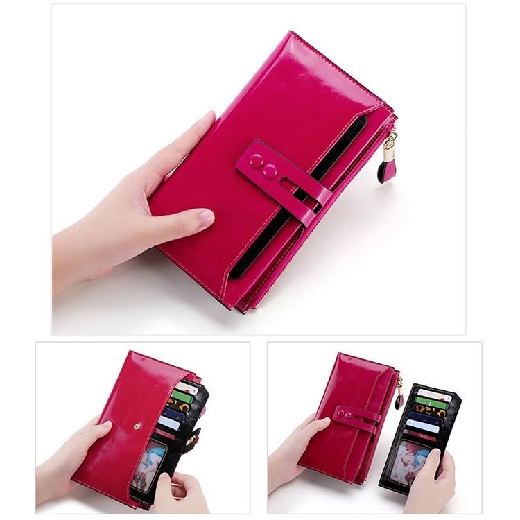 8239 Antimagnetic RFID Multi-function Leather Lady Wallet Large-capacity Purse with Detachable Card Holder (Rose Purple) Eurekaonline