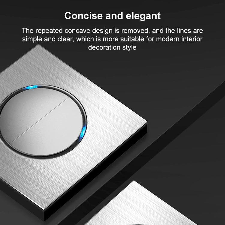 86mm Gray Aluminum Wire Drawing LED Switch Panel, Style:Five-hole USB Socket Eurekaonline