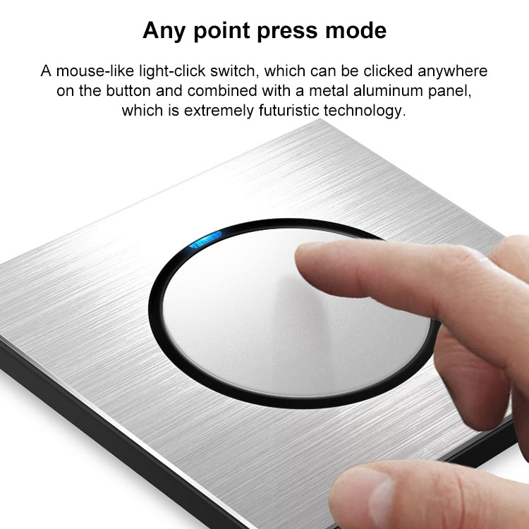 86mm Gray Aluminum Wire Drawing LED Switch Panel, Style:Five-hole USB Socket Eurekaonline
