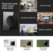 86mm Round LED Tempered Glass Switch Panel, Black Round Glass, Style:Dual Computer Socket Eurekaonline