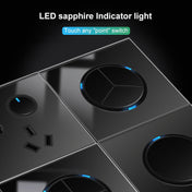 86mm Round LED Tempered Glass Switch Panel, Black Round Glass, Style:Dual Computer Socket Eurekaonline