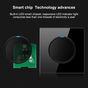 86mm Round LED Tempered Glass Switch Panel, Black Round Glass, Style:Three Open Dual Control Eurekaonline