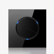 86mm Round LED Tempered Glass Switch Panel, Black Round Glass, Style:Three Open Dual Control Eurekaonline