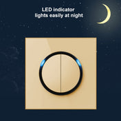 86mm Round LED Tempered Glass Switch Panel, Gold Round Glass, Style:Dual Computer Socket Eurekaonline