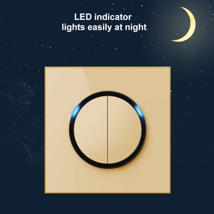86mm Round LED Tempered Glass Switch Panel, Gold Round Glass, Style:Dual Computer Socket Eurekaonline