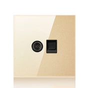 86mm Round LED Tempered Glass Switch Panel, Gold Round Glass, Style:Telephone-TV Socket Eurekaonline