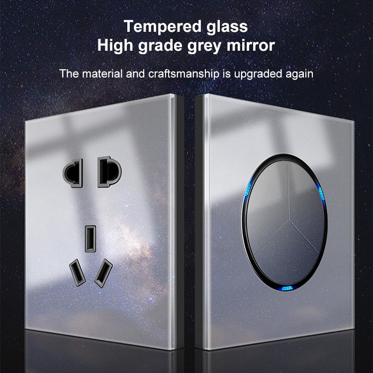 86mm Round LED Tempered Glass Switch Panel, Gray Round Glass, Style:Four Billing Control Eurekaonline