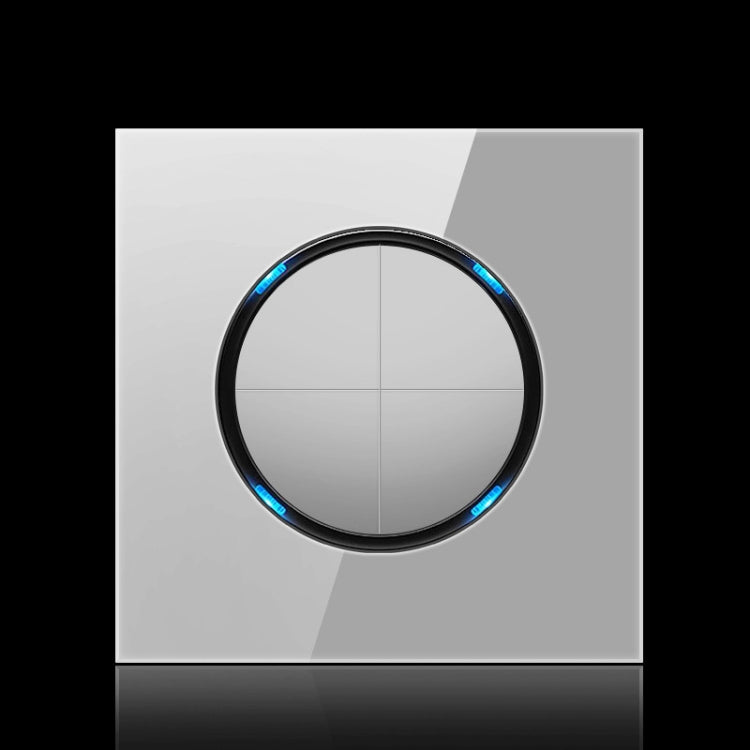 86mm Round LED Tempered Glass Switch Panel, Gray Round Glass, Style:Four Open Dual Control Eurekaonline