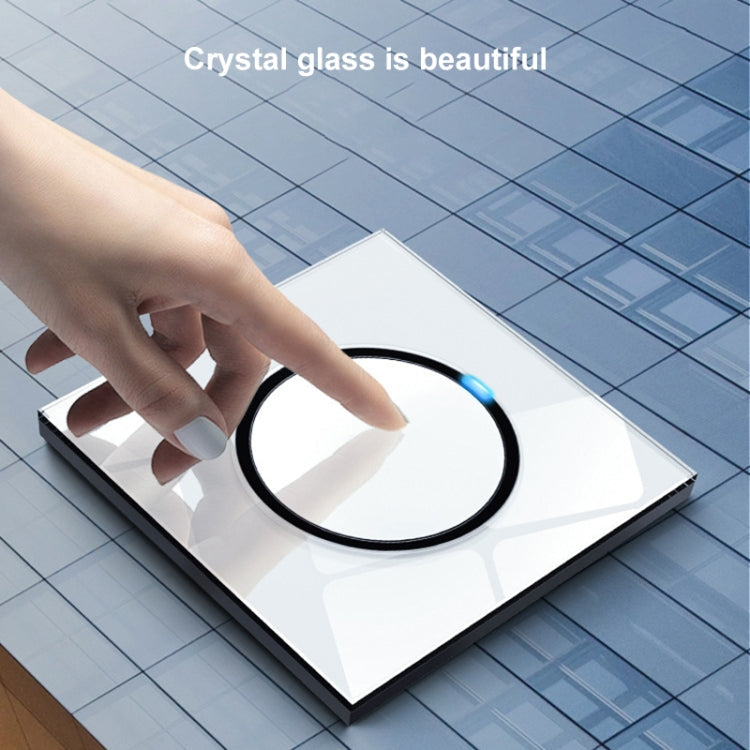 86mm Round LED Tempered Glass Switch Panel, White Round Glass, Style:Dual Computer Socket Eurekaonline