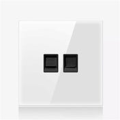 86mm Round LED Tempered Glass Switch Panel, White Round Glass, Style:Telephone-Computer Socket Eurekaonline