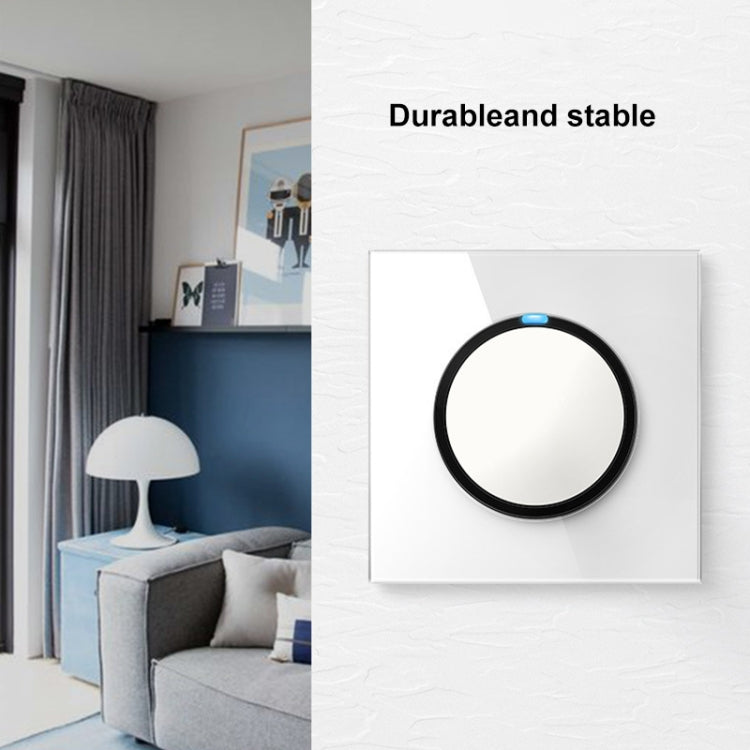 86mm Round LED Tempered Glass Switch Panel, White Round Glass, Style:Telephone-Computer Socket Eurekaonline