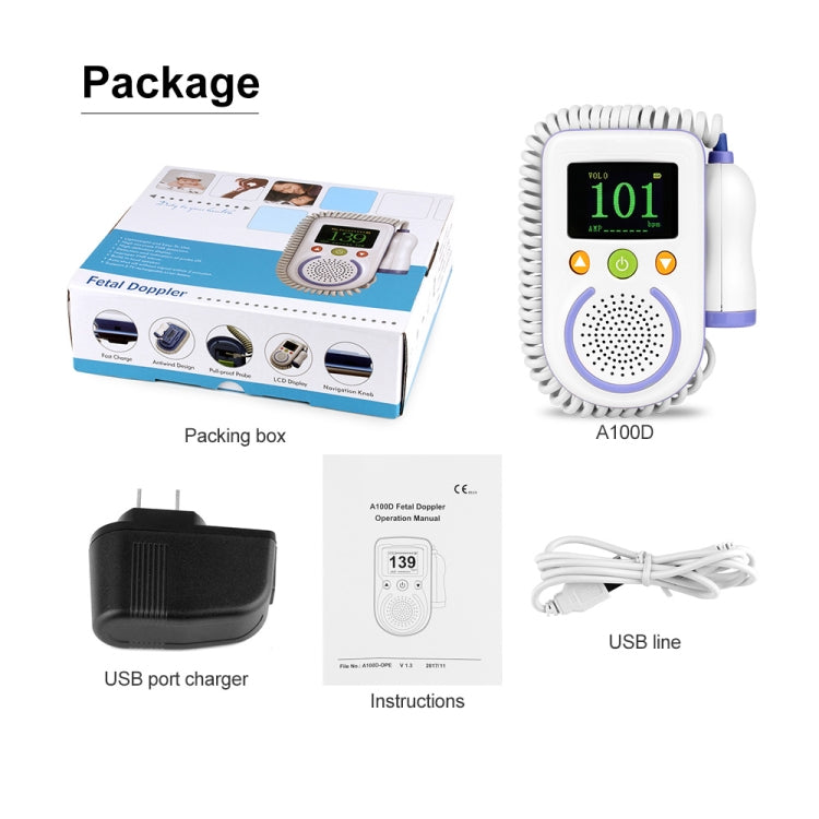A100D  Digital Fetal Doppler Ultrasound Sound Baby Heartbeat Detector Monitor Rechargeable Prenatal Pocket Fetal Doppler Stethoscope Eurekaonline