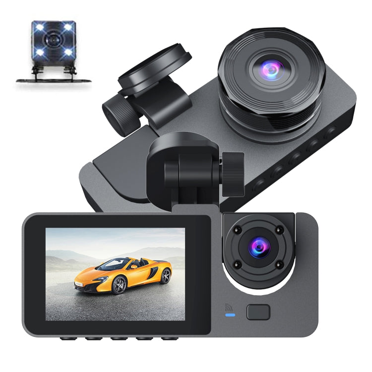 A2 Triple Lens Car Dash Camera Driving Recorder (Black) Eurekaonline