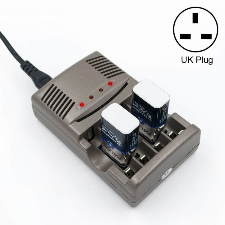 AC 100-240V 4 Slot Battery Charger for AA & AAA & 9V Ni-MH Battery, UK Plug Eurekaonline