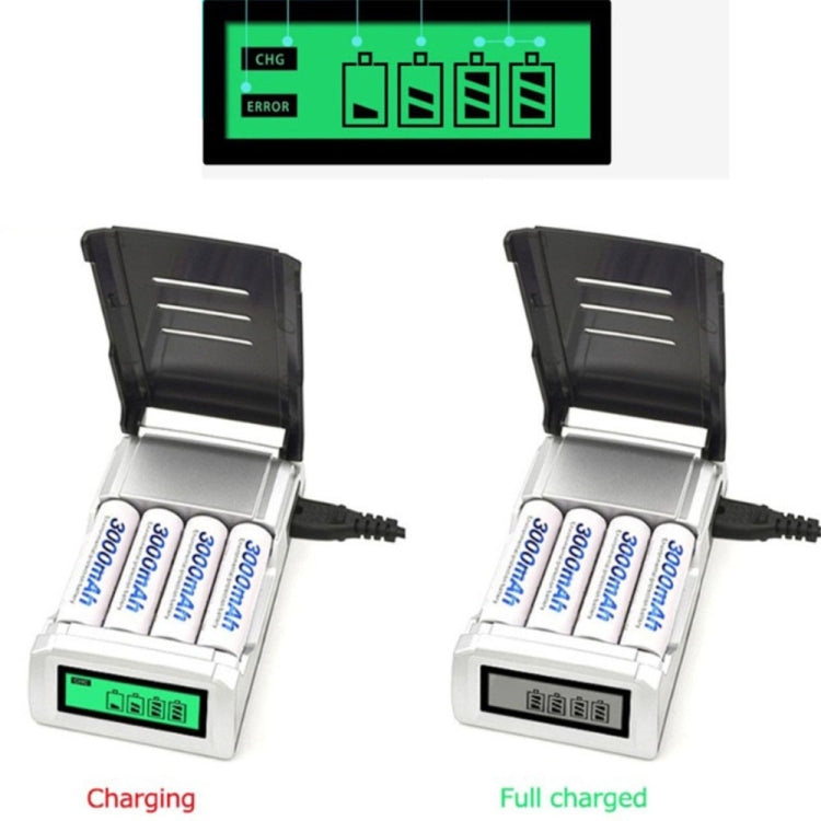 AC 100-240V 4 Slot Battery Charger for AA & AAA Battery, with LCD Display, UK Plug Eurekaonline