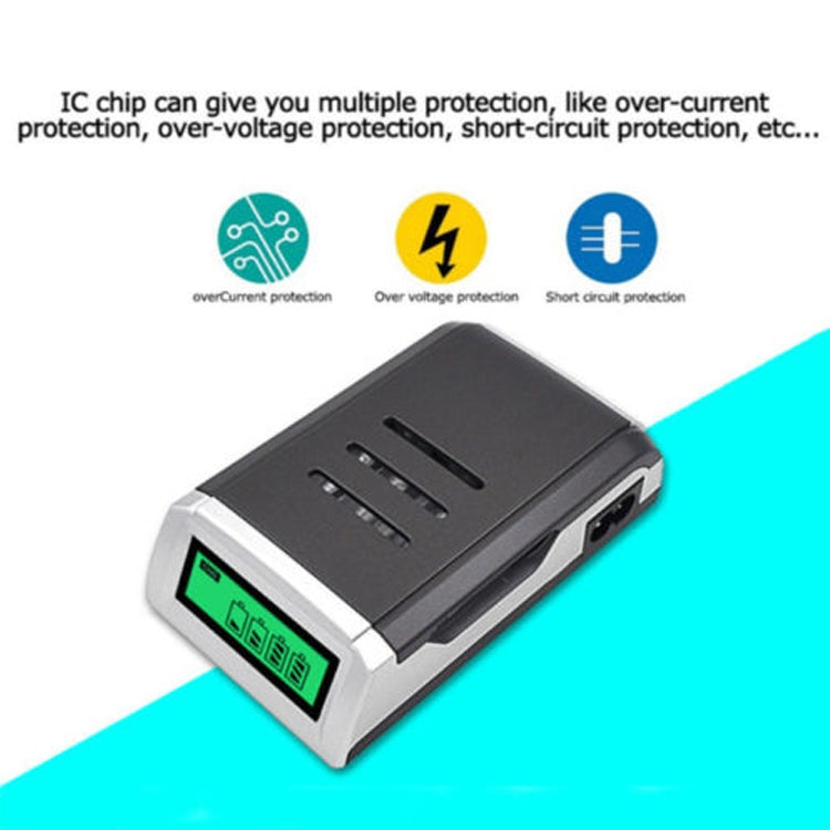 AC 100-240V 4 Slot Battery Charger for AA & AAA Battery, with LCD Display, UK Plug Eurekaonline