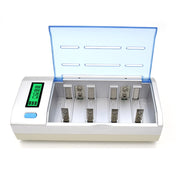 AC 100-240V 4 Slot Battery Charger for AA & AAA & C / D Size Battery, with LCD Display, EU Plug Eurekaonline