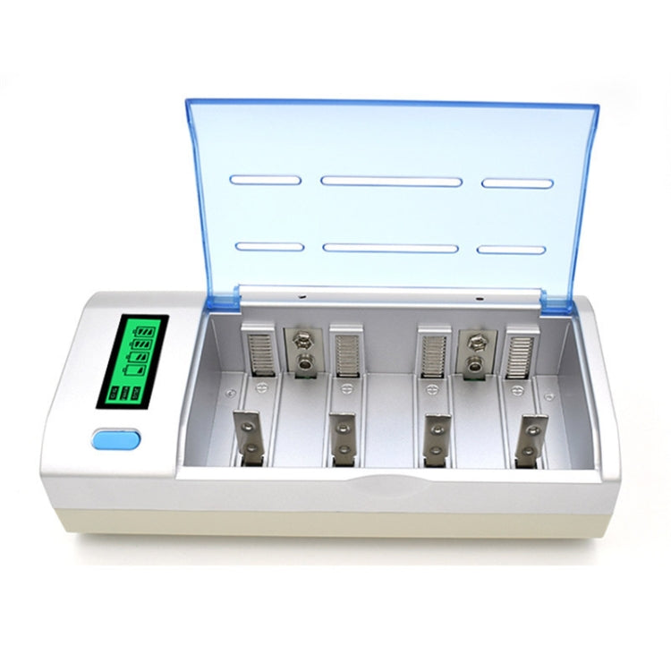 AC 100-240V 4 Slot Battery Charger for AA & AAA & C / D Size Battery, with LCD Display, EU Plug Eurekaonline