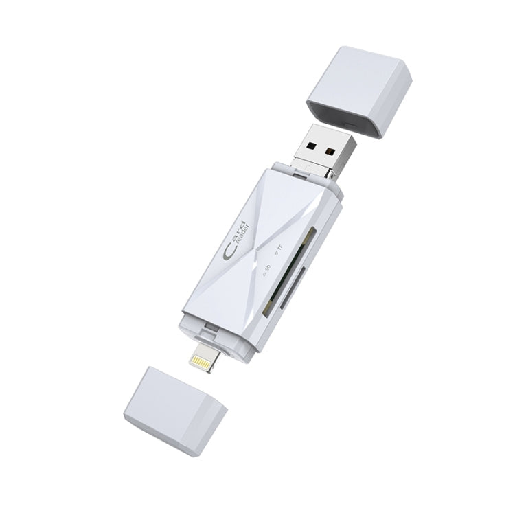 ADS-208 8 Pin+USB+Micro USB Multi-function Card Reader (Silver) Eurekaonline