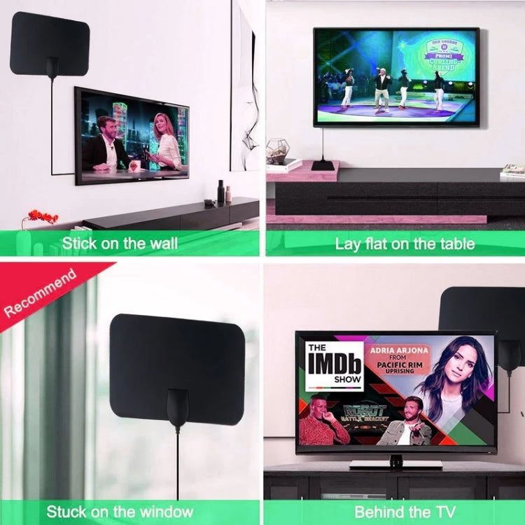 AN-1002 5dBi/25dBi Indoor HDTV Antenna with Sucker, VHF170-230/UHF470-862MHz(Black) Eurekaonline