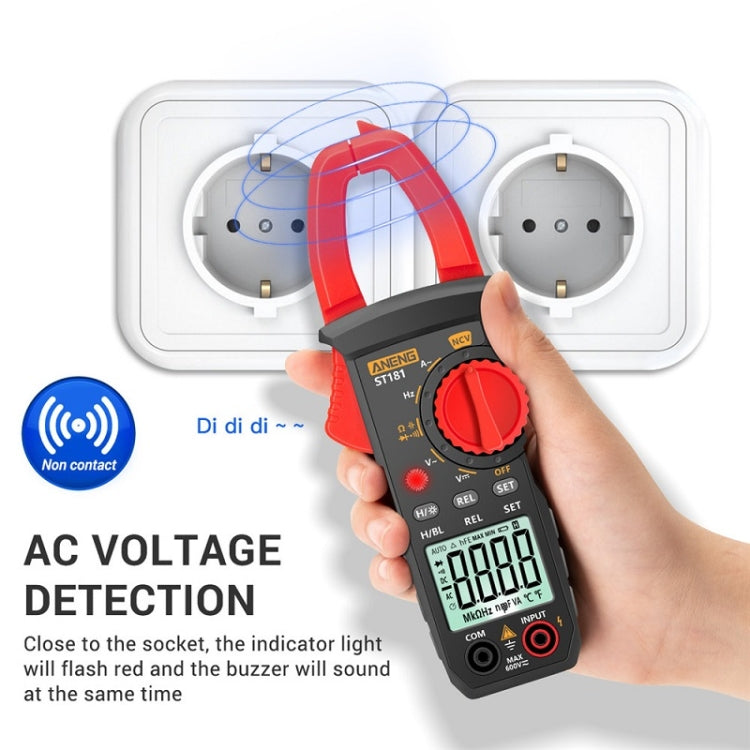 ANENG Intelligent Digital Backlit Clamp-On High-Precision Multimeter, Specification: ST182 with Temp Measurement Eurekaonline