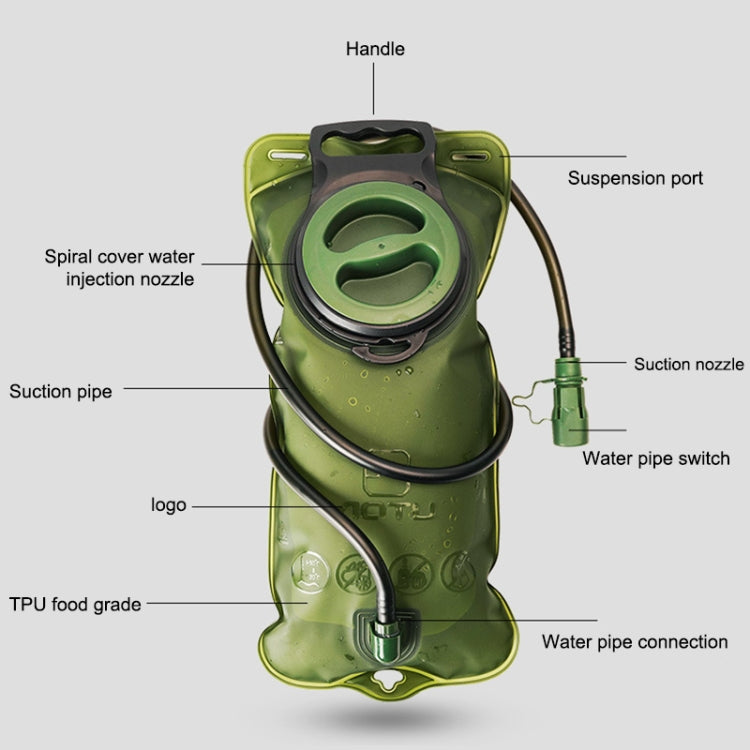 AOTU AT6602 2L TPU Outdoor Sports Drinking Water Bag (Green) Eurekaonline