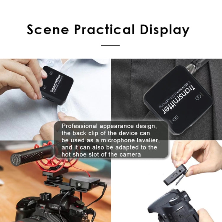 AY123 2.4G Wireless Lavalier Microphone with Digital Display(Black) Eurekaonline
