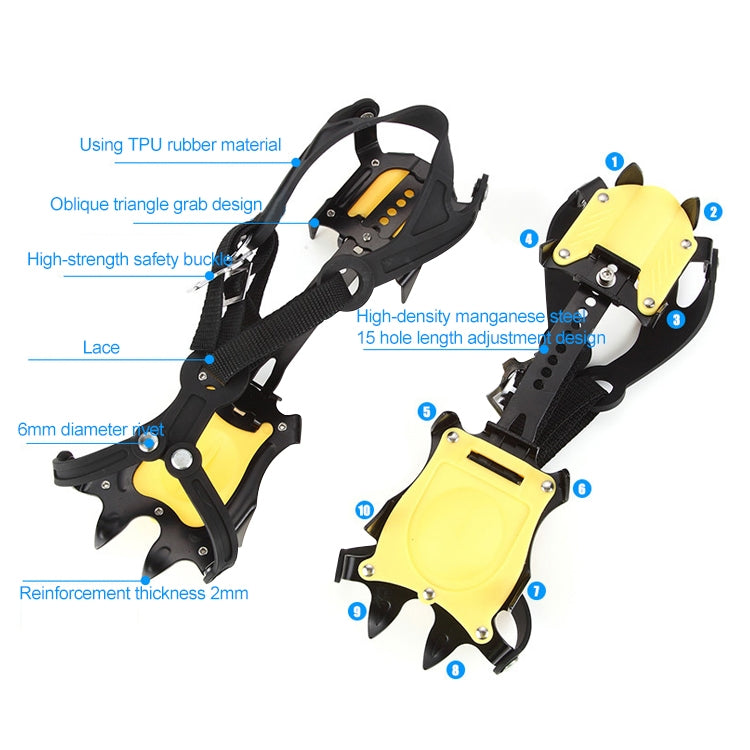 Aotu AT8701 One Pair 10 Teeth Anti-Slip Ice Gripper Snow Climbing Shoes Covers(Orange) Eurekaonline