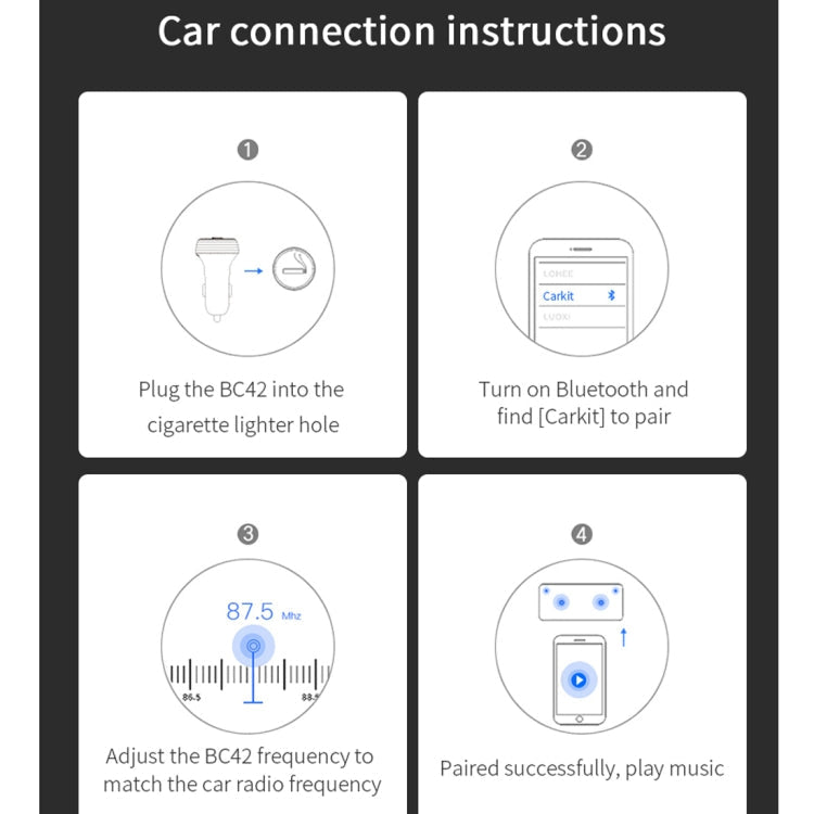 BC42 Bluetooth 5.0 Multi-function Car Colorful Atmosphere Lamp MP3 Player, Support TF Card & U Disk & FM Eurekaonline