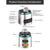 BC42 Bluetooth 5.0 Multi-function Car Colorful Atmosphere Lamp MP3 Player, Support TF Card & U Disk & FM Eurekaonline