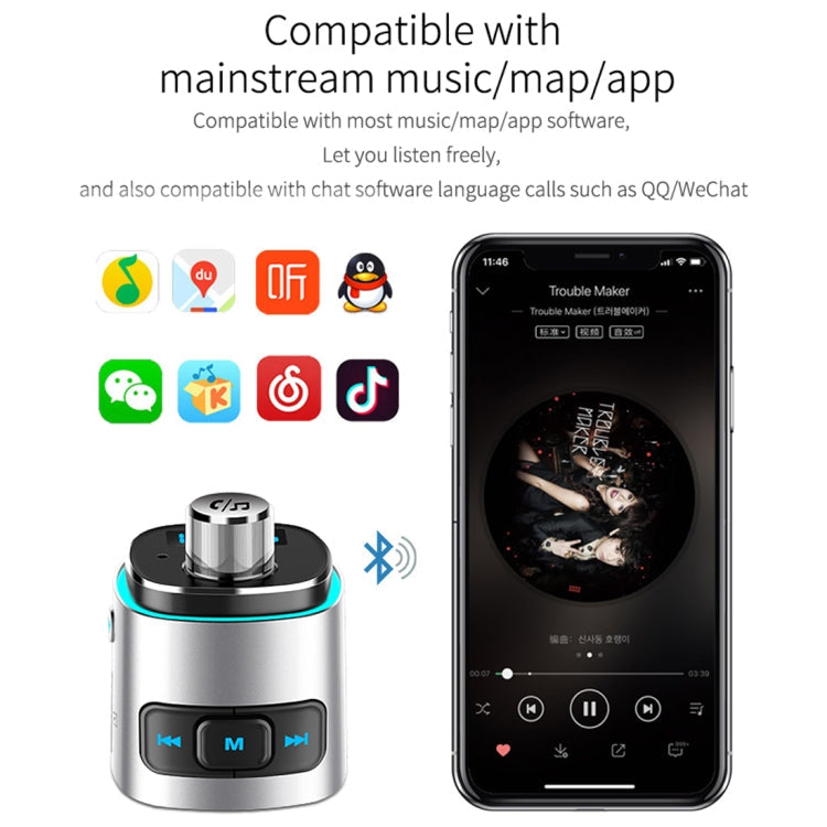 BC42 Bluetooth 5.0 Multi-function Car Colorful Atmosphere Lamp MP3 Player, Support TF Card & U Disk & FM Eurekaonline