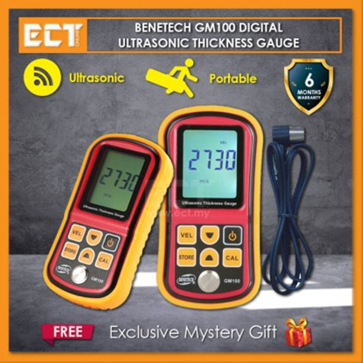 BENETECH GM-100 Ultrasonic Thickness Meter Tester Gauge Velocity 1.2~225mm(Aluminum Box Version) Eurekaonline