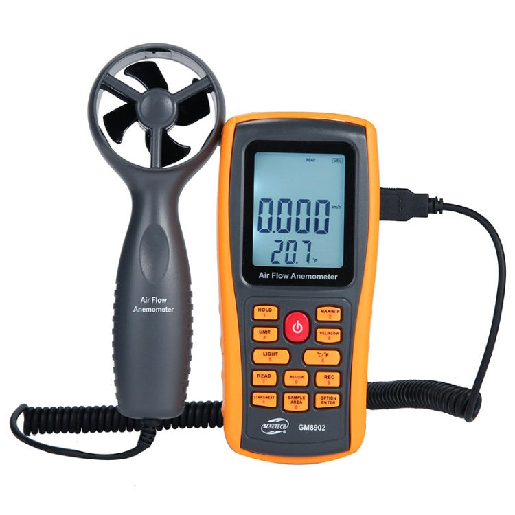 BENETECH GM8902 2.6 Inch LCD Screen Digital Wind Speed Meter Anemometer(Yellow) Eurekaonline
