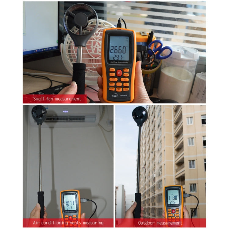 BENETECH GM8902+ LCD Display Digital Digital Anemometer Air Flow Wind Speed Scale Meter Eurekaonline