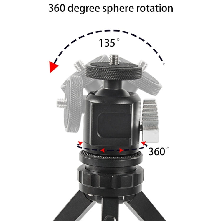 BEXIN HK25 Aluminum Alloy Cold Shoe Tripod Adapter Ball Head (Black) Eurekaonline