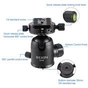 BEXIN RC294 Portable Collapsible Carbon Fiber Camera Tripod with K44 Panoramic BallHead Eurekaonline