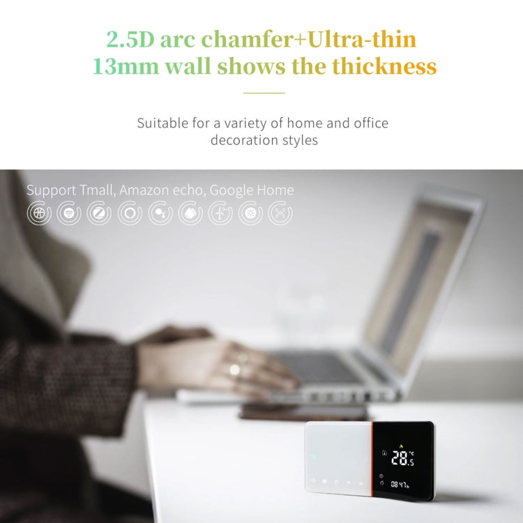 BHT-005-GBLW 220V AC 16A Smart Home Heating Thermostat for EU Box, Control Electric Heating with Only Internal Sensor & WIFI Connection Eurekaonline