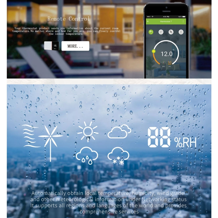 BHT-005-GBLW 220V AC 16A Smart Home Heating Thermostat for EU Box, Control Electric Heating with Only Internal Sensor & WIFI Connection Eurekaonline