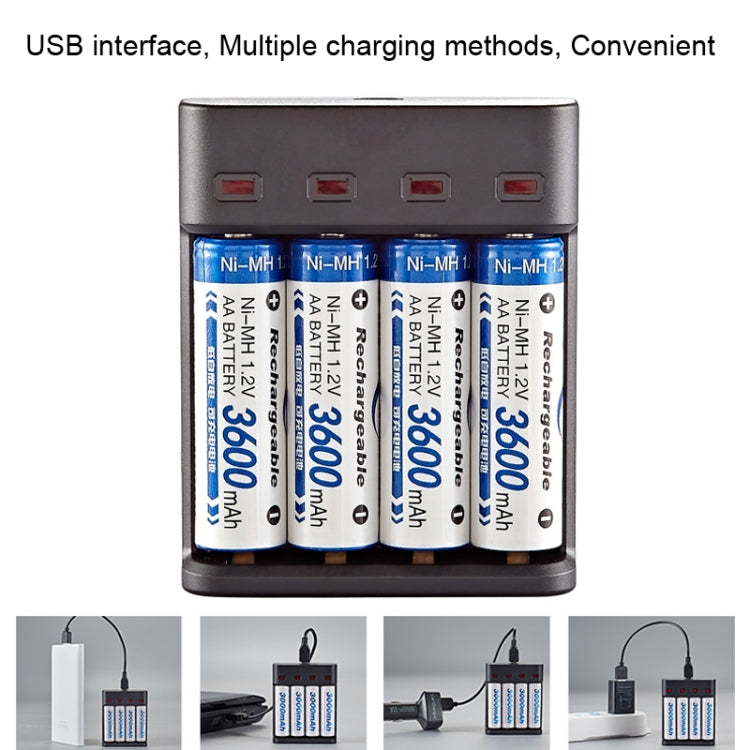 BMAX BH-804U 1.2V AA/AAA Rechargeable Battery Independent 4 Slot USB Charger Eurekaonline