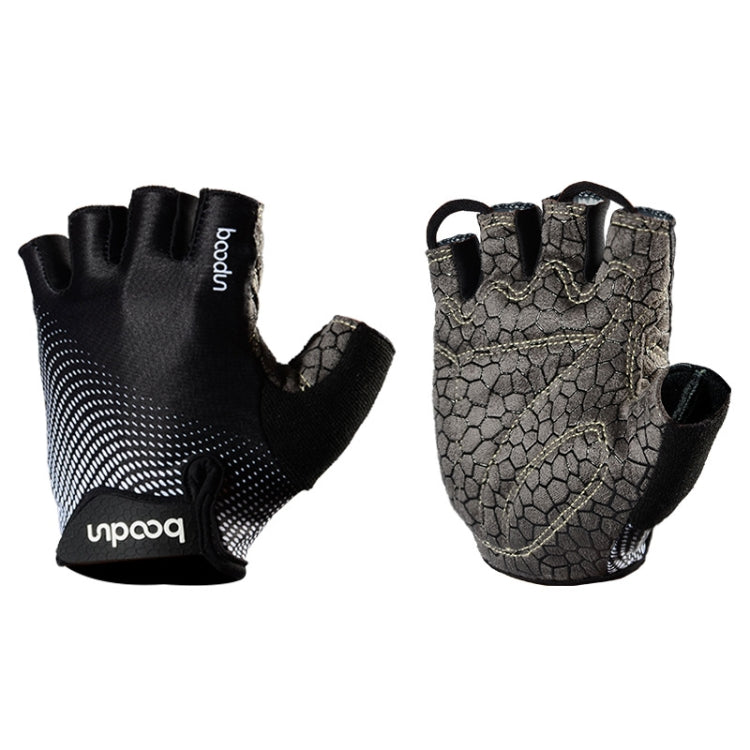 BOODUN 1096 Non-slip Wear-resistant Breathable Fitness Sports Silicone Gloves, Size:M(Black) Eurekaonline