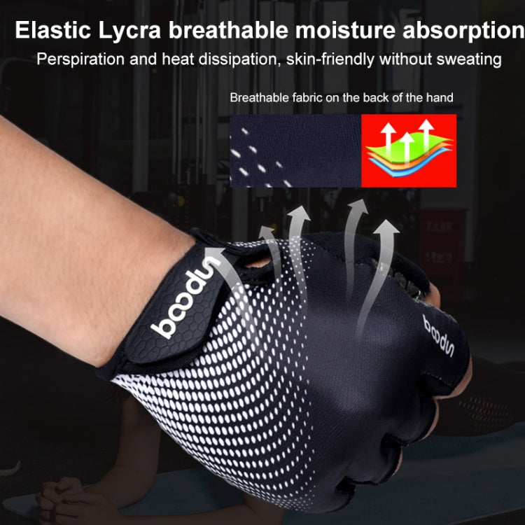 BOODUN 1096 Non-slip Wear-resistant Breathable Fitness Sports Silicone Gloves, Size:XL(Black) Eurekaonline