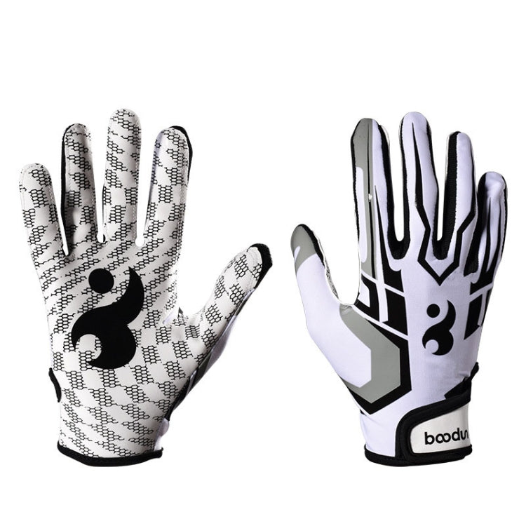 BOODUN C281071G Baseball Rugby Gloves Fitness Sports Anti-Slip Outdoor Hiking Gloves(White L) Eurekaonline