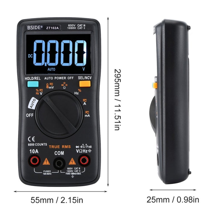 BSIDE ZT102A LCD Display 6000 Words AUTO Intelligent Gear Automatic Range Digital Multimeter Eurekaonline