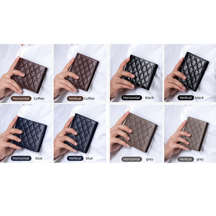 BULL CAPTAIN 0204 First-Layer Cowhide Anti-Theft Card Clamp Men Wallet, Colour: Cool Blue (Horizontal) Eurekaonline