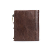 BULL CAPTAIN 021 Leather Men Vertical Wallet Short Multi-Function Wallet(Black) Eurekaonline
